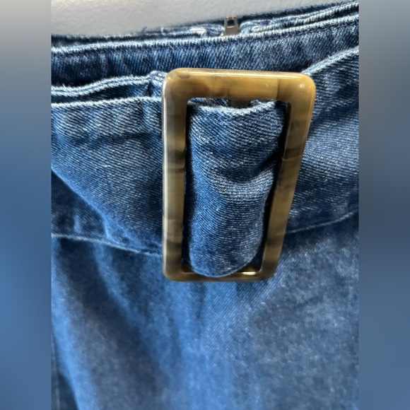 Who What Wear A-Line Blue Denim Skirt Size 10 Removable Belt Pockets Back Zipper - Picture 5 of 9